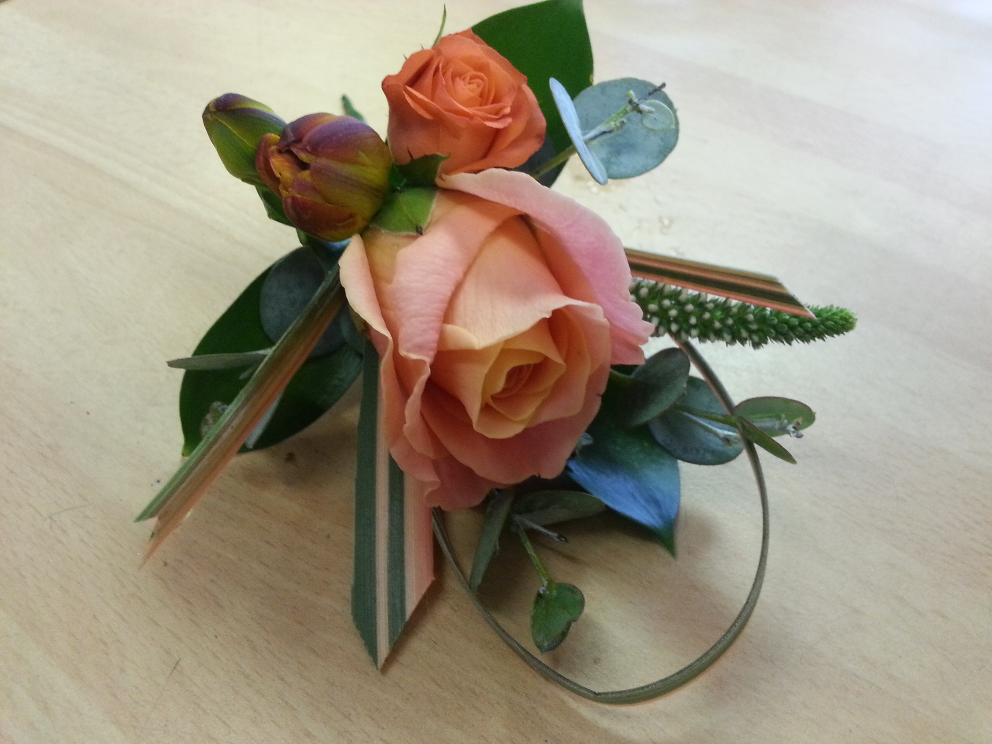 Eileen Jenkins coral buttonhole